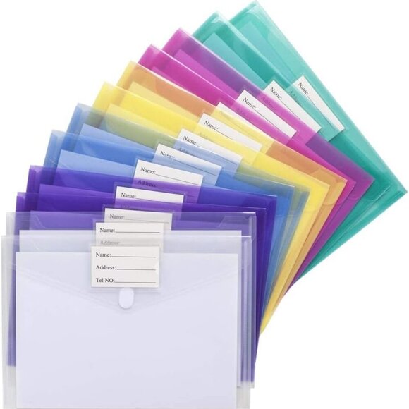 24 Pack Plastic Envelopes Poly Envelopes, Clear Document Folders  Letter A4 Size - Picture 2 of 8